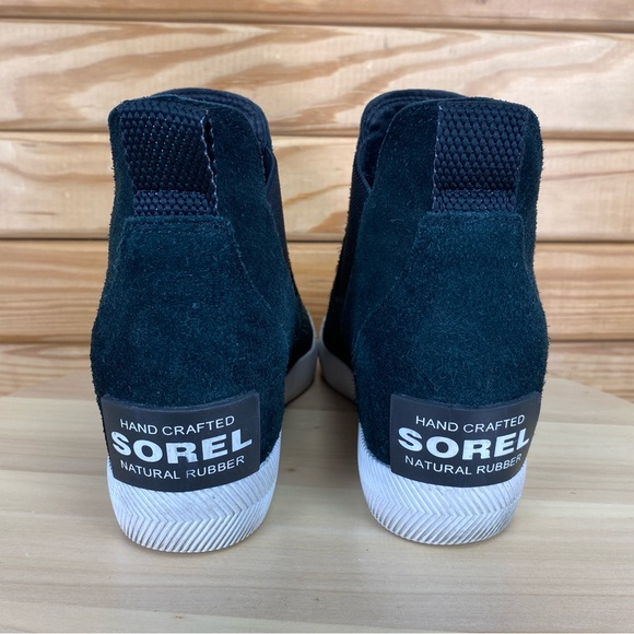 Sorel Suede Fabric Slip On Boots Wedge Heel Booties Size 5.5 US Black NL4911-010 - Picture 4 of 13